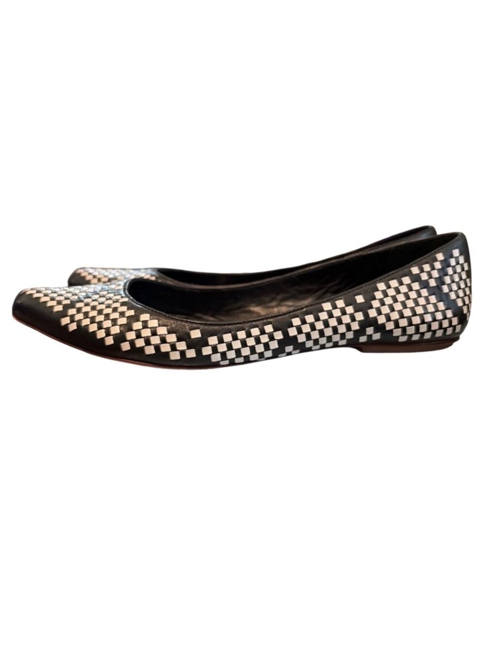 Rebecca Minkoff‎ Idelle Woven Leather Flats Black White Pointed Toe Size 10 EUC